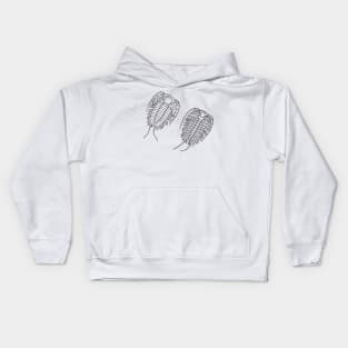 Line Drawing of Phacopid Trilobite Kids Hoodie